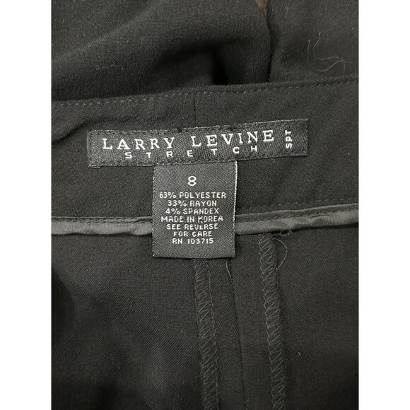 Larry Levine Stretch Black Dress Pants Sz 8 Button Closure Pockets - Picture 5 of 8